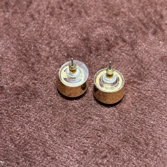 Orange/Gold Women's Solid Stud Earrings - Picture 7 of 11